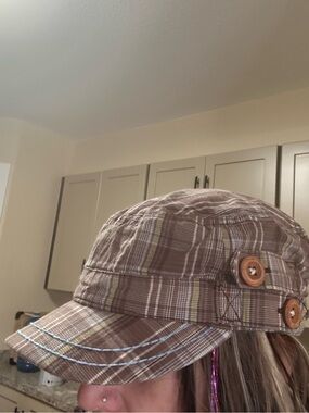 vintage Y2K gingham print hat